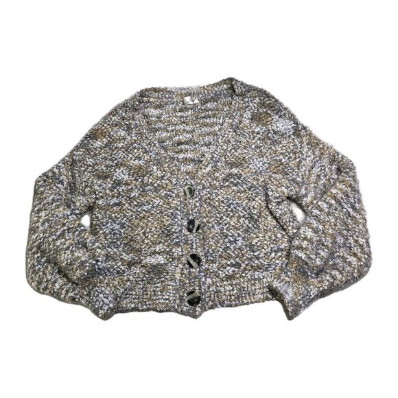 Ady P Chenille Cardigan Sweater Womens Size L Oversized Fuzzy Boho Preppy - Picture 1 of 14